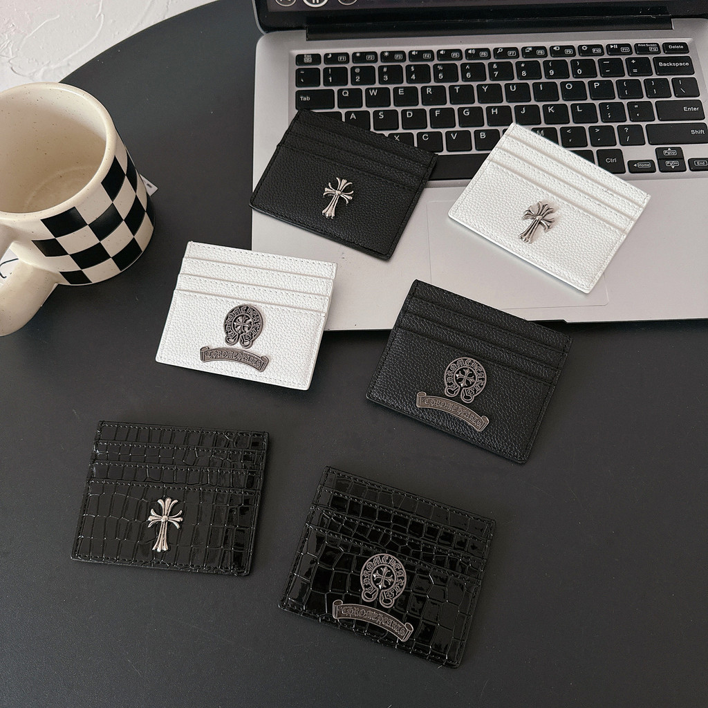 Carteira De Couro Com Etiqueta Cruzada De Metal 3D , Sete Porta-Cartões , Moedas , Bolsa De Armazenamento Ultrafina Cart