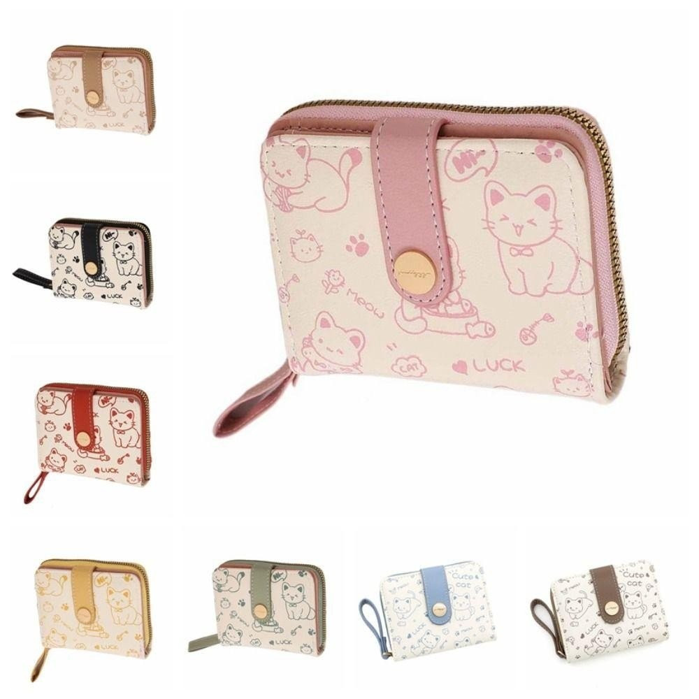 PATRICIA1OW Carteira Fofa Para Meninas E Gatos , Bolsa Portátil Dinheiro Curto Estudantes Com Vários Compartimentos Cart