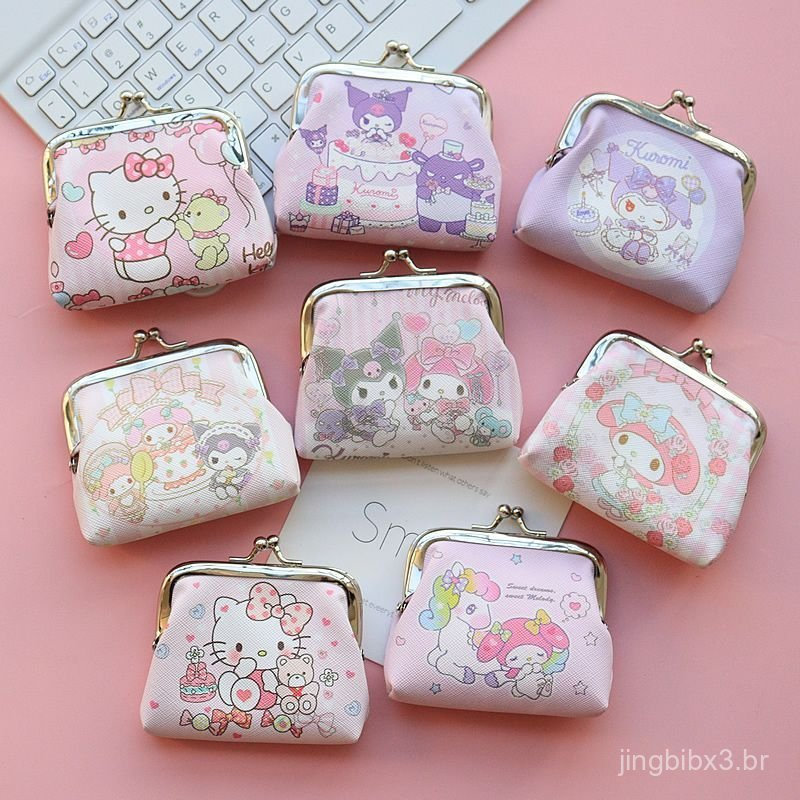 Mini porta-moedas fofo e feminino, adequado para estudantes, equipado com um fecho, pode ser usado como uma pequena cart