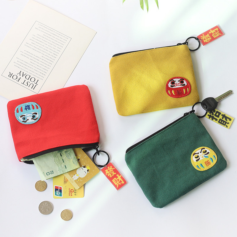 Estilo japonês sorte carteira feminina curta versão coreana bonito estudante pequena bolsa de moedas menina coração cart