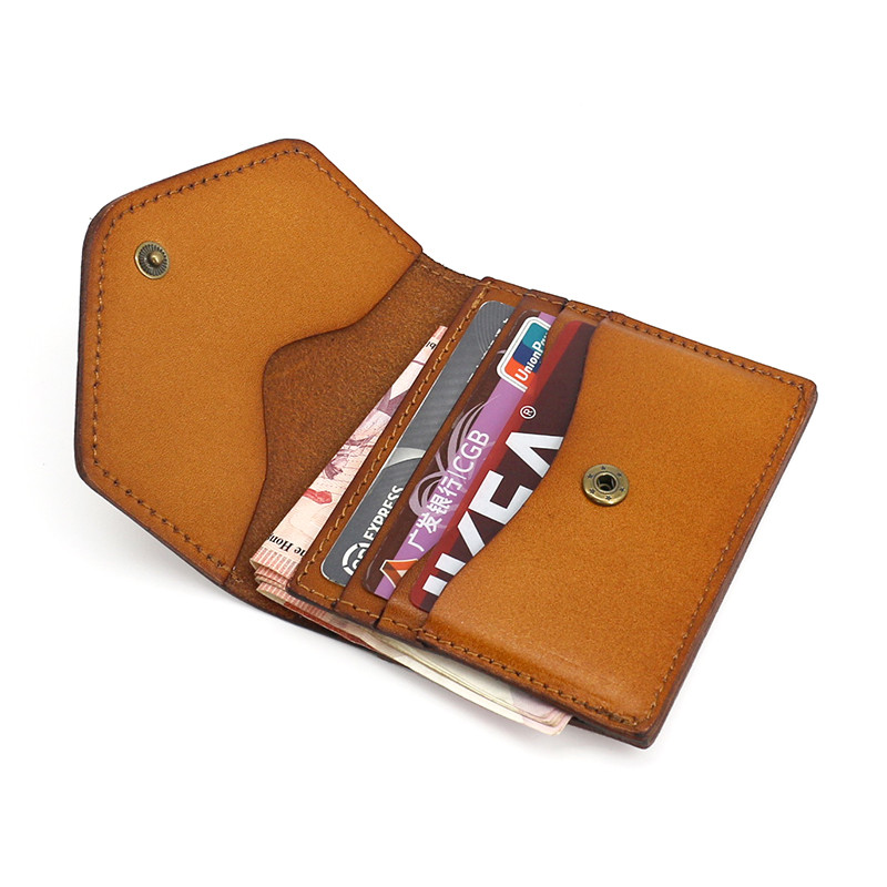 Japonês coreano Original vegetal curtido couro moeda bolsa feminina couro genuíno Retro Envelope pequeno titular do cart