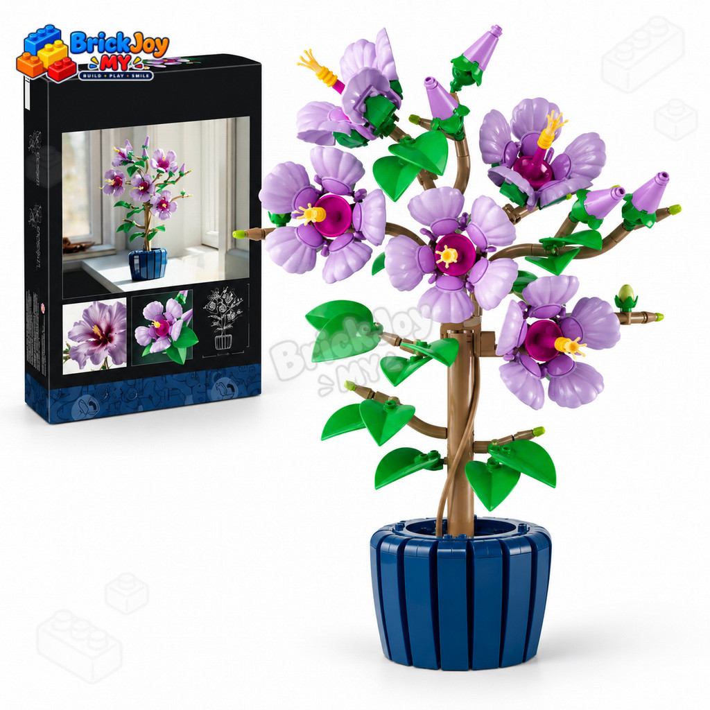 10372 Conjunto de Blocos de Construção de Hibisco, Coleção Botânica, Modelo de Flor, Brinquedo de Exibição, Presente Dec
