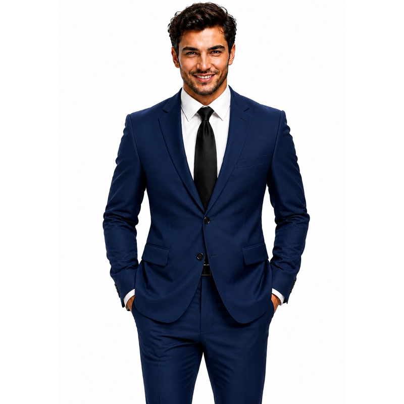 Terno Slim Oxford Premium Azul Marinho Masculino Paletó+Calça