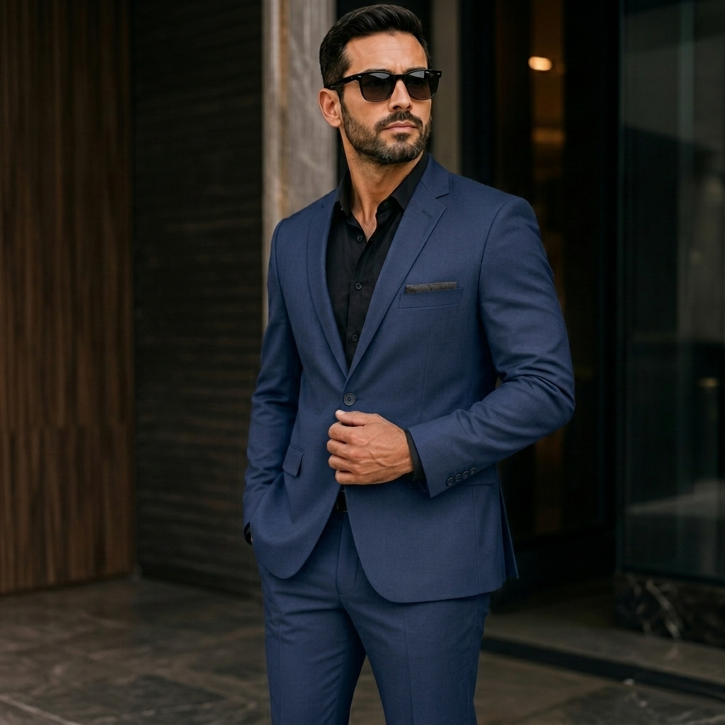 Terno Masculino Azul Marinho Oxford - Design Elegante com Ajuste Slim
