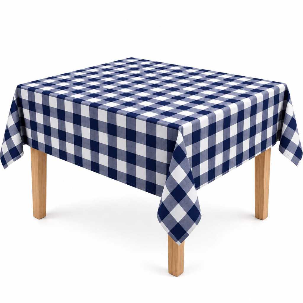 Kit 10 Toalhas de Mesa Xadrez Azul Marinho 1,50x1,50 Oxford Premium Mesa Posta Festa Cozinha