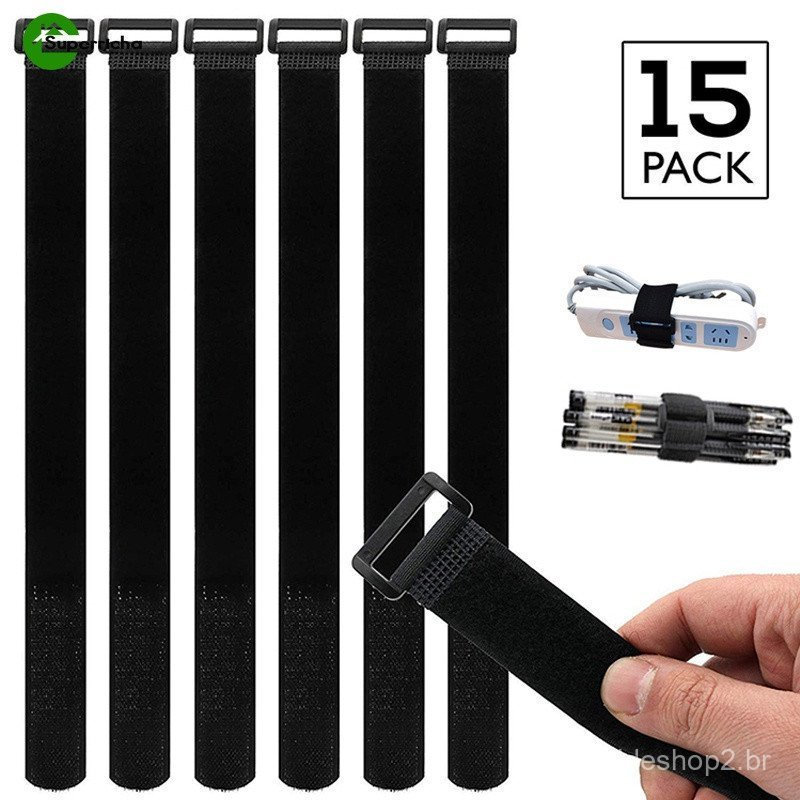 15Pcs Fita Elástica Mágica Para Cabo Oragnizing Tape Multisize Nylon Fivela De Inversa Auto-Adesiva Gancho De Velo De Fi