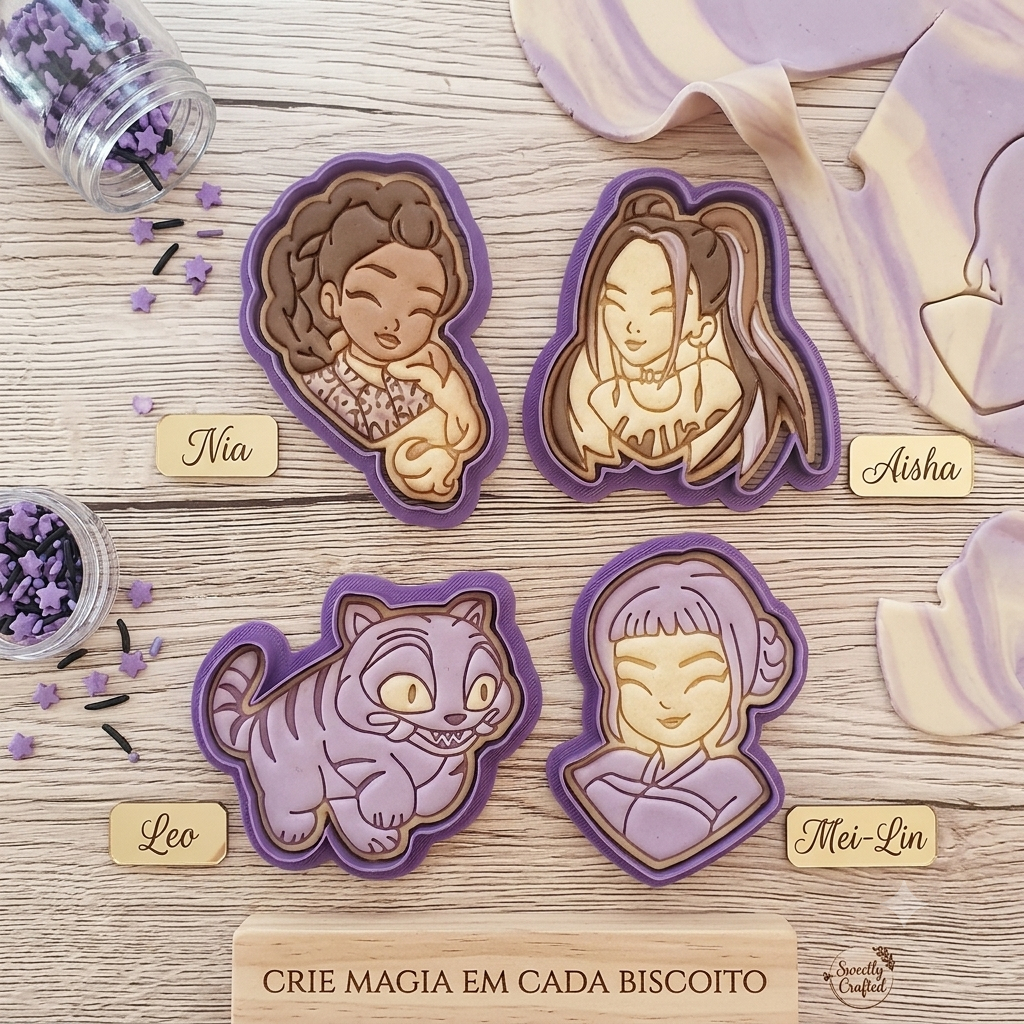 Cortador de Biscoito 3D Personagens e Gato Leo - Forma para Biscoito e Pasta Americana Confeitaria Artesanal Biscuit