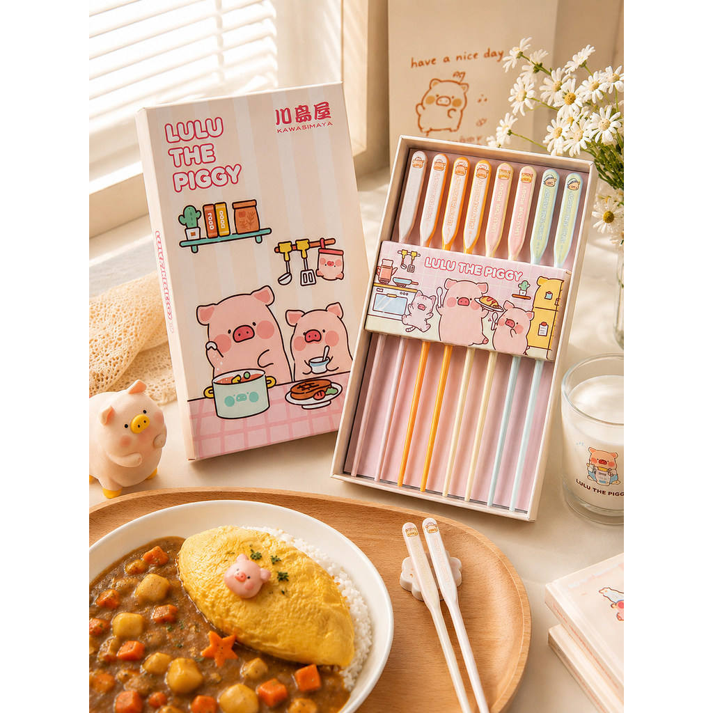 Kawashimaya & lulu Pig Co-Branded Pauzinhos de Cerâmica Doméstico High-End Antibacteriano Anti-Suave Uma Pessoa