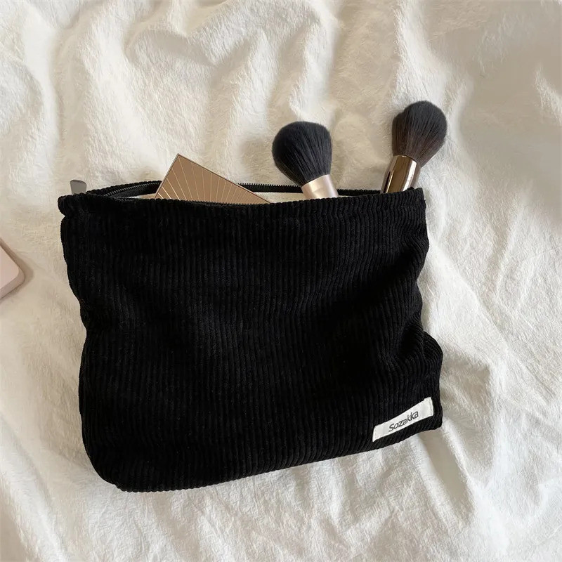 Corduroy Travel Cosmetic Bag Portable Makeup Storage Bag Purses Women Large Capacity Zipper Make Up Organizer Storage Cl