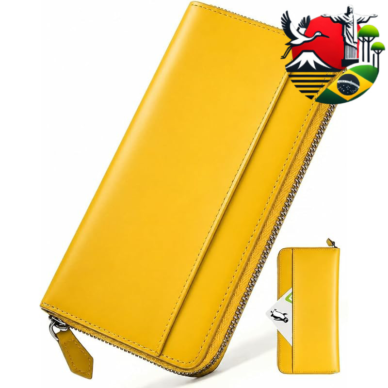 [Bluesay] Men’s Tochigi Genuine Leather Long Wallet, Large Capacity with YKK Zipper and Coin Pocket, Slim Stylish Busine