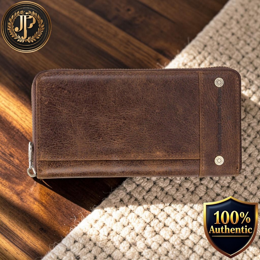 [Gofelt] Men’s Long Wallet, Genuine Cowhide Leather, Large Capacity, Japanese-Made Zipper (Dark Brown)