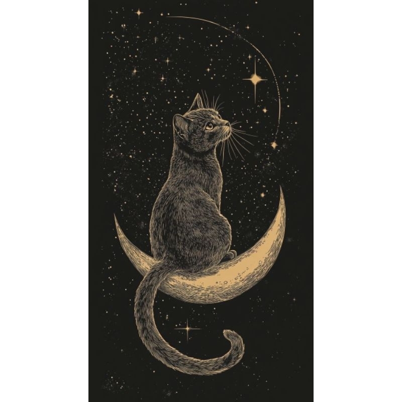 Quadro Decorativo Gato na Lua