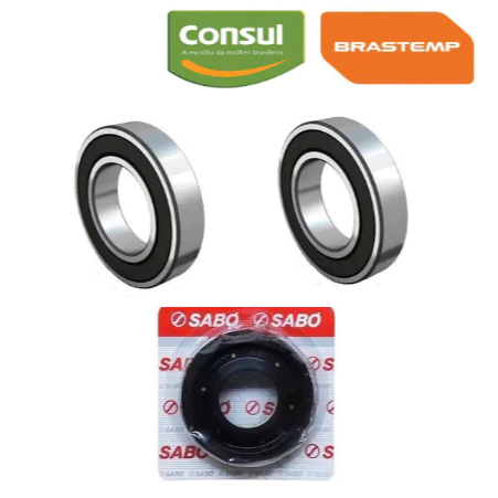 KIT 2 ROLAMENTO E 1 RETENTOR COMPATÍVEL BRASTEMP CONSUL