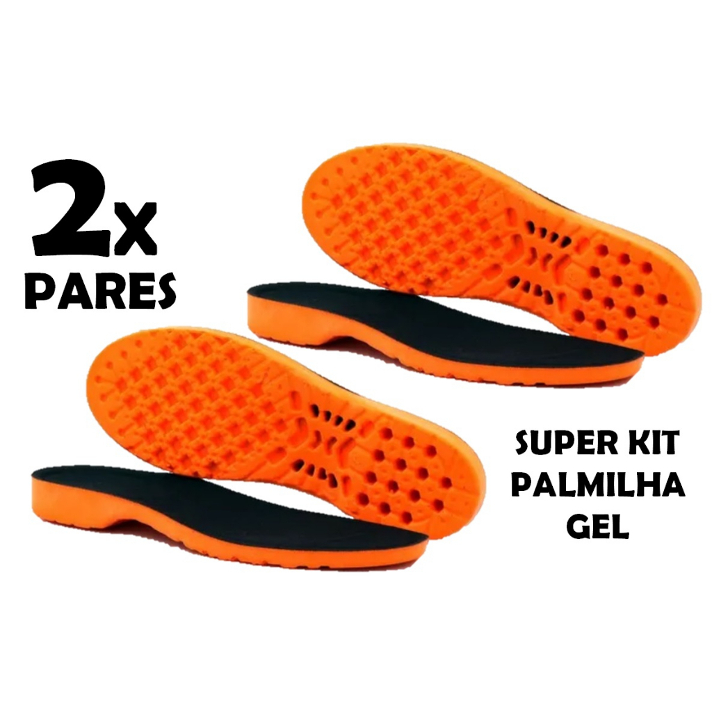 Kit 2x 2 pares Palmilha Ortopédica Anatômica Conforto Anti-Impacto Para tênis Sapato de Segurança