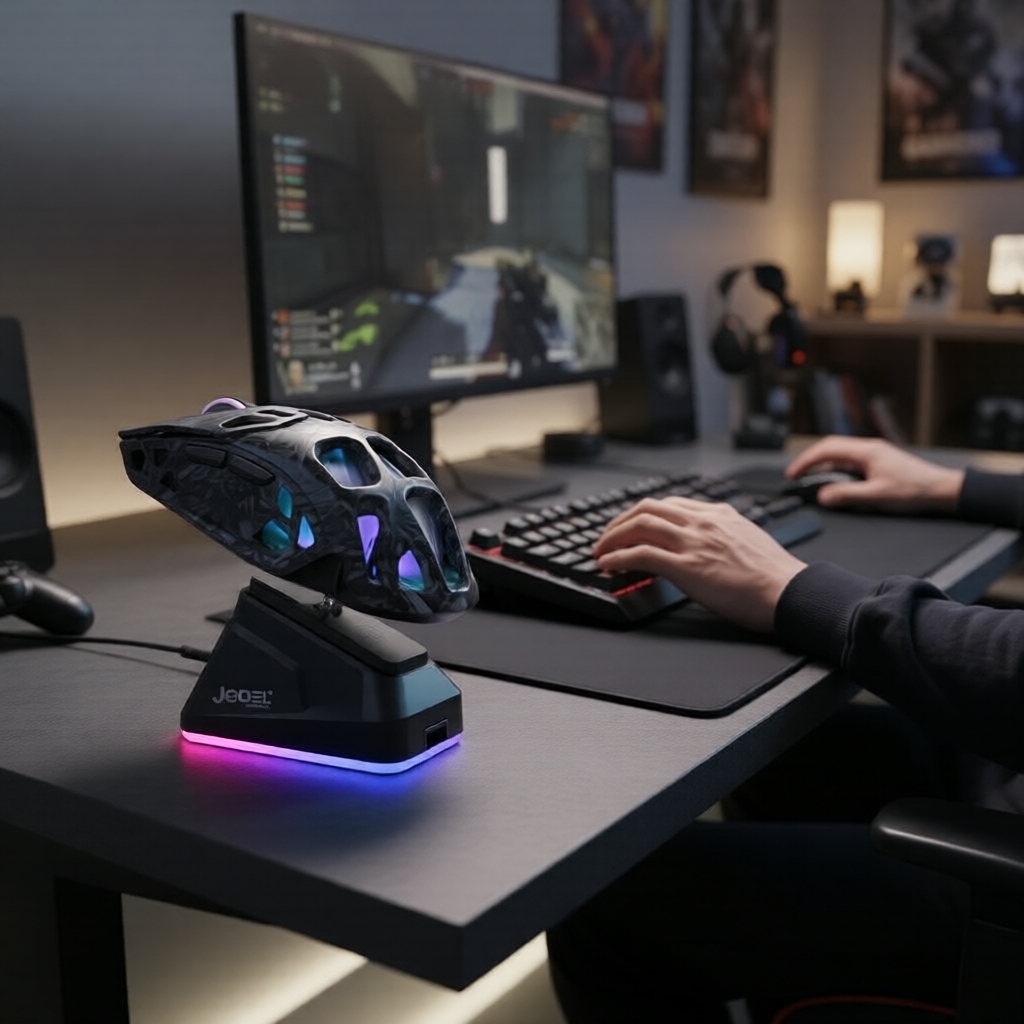 Mouse Pro 6D de 3 Modos: 12000 DPI, BT/2.4G/Com Fio 10 m, 600 mAh 38 h 69 g, Dock de Carregamento, 1000 Hz Taxa de