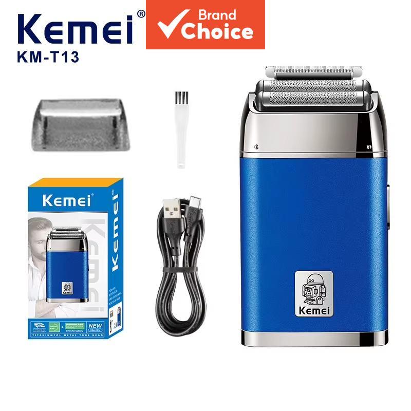 Kemei KM-T13 Barbeador Elétrico de Metal 2 em 1, 600mAh Bateria de Lítio de Alta Potência, Aparador e Removedor de Pelos
