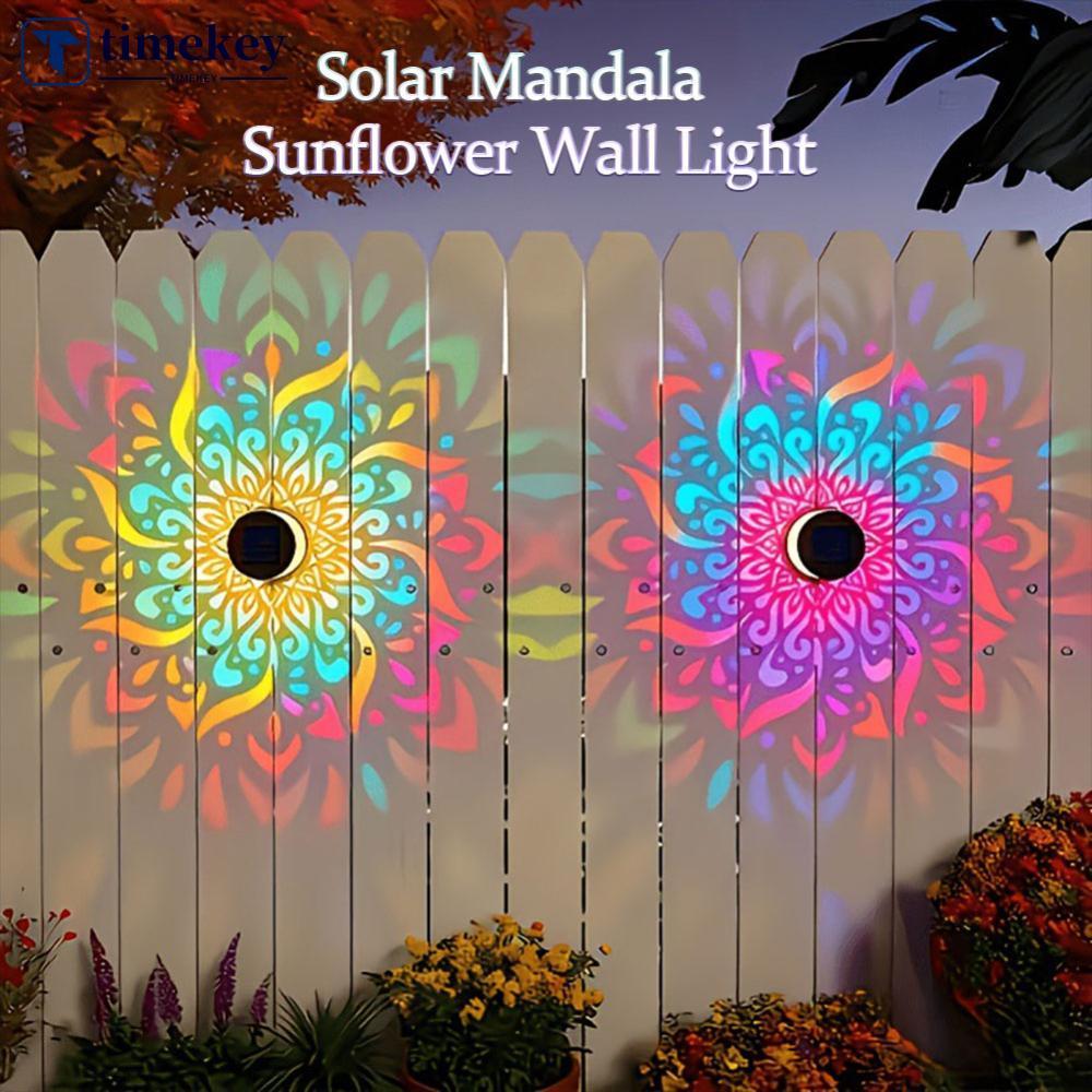TIMEKEY Ferro Mandala Projeção Luz De Parede Solar 600mAh À Prova Dwaterproof Água Decoração Ao Ar Livre Jardim Cerca Pe