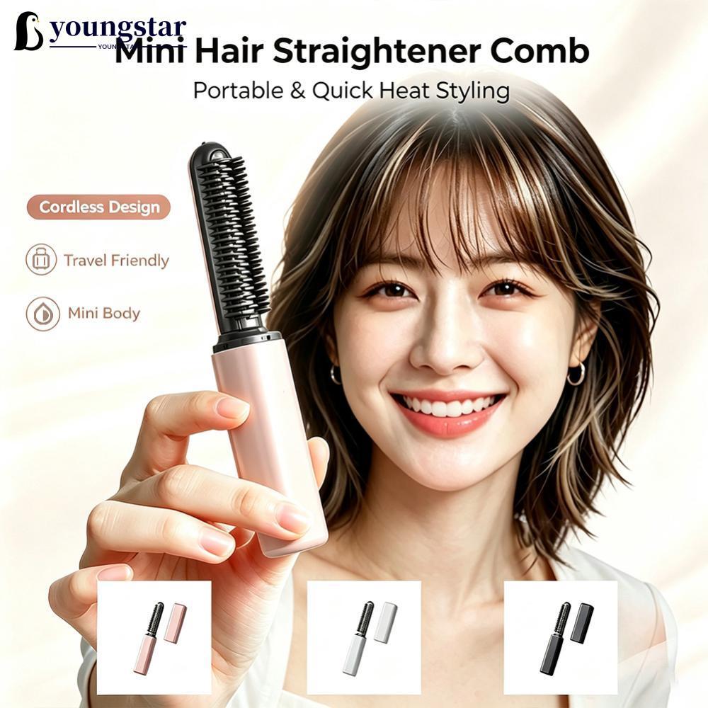 YOUNGSTAR 600mAh Sem Fio Mini Curling Ferro Alisamento Pente USB Recarregável Portátil Modelador De Cabelo Para Viagens