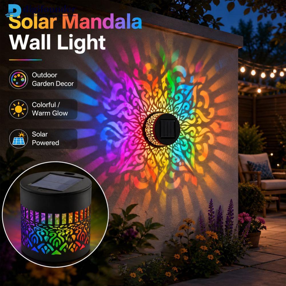 DIGIFOUNDER Ferro Mandala Projeção Luz De Parede Solar 600mAh À Prova Dwaterproof Água Decoração Ao Ar Livre Jardim Cerc