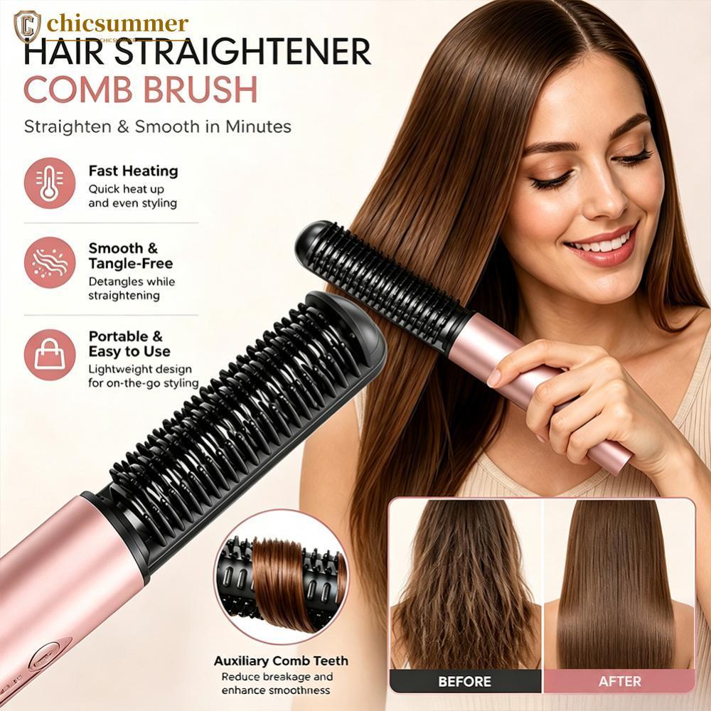 CHICSUMMER 600mAh Sem Fio Mini Curling Ferro Alisamento Pente USB Recarregável Portátil Modelador De Cabelo Para Viagens