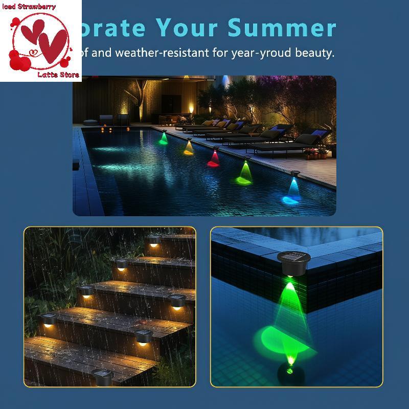 Beautyus Luzes Solares Para Piscina , Mudança De Cor RGB , 600mAh , Recarregável , Sem Fio , Ao Ar Livre , Decoração De