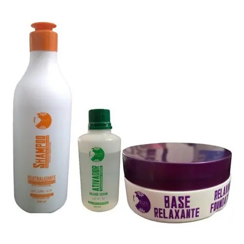 Kit Base Relaxante 120g + Ativador 60ml + Shampoo 500ml