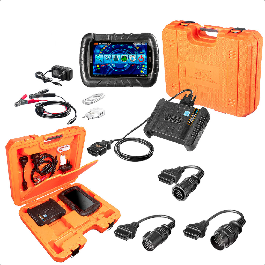 Scanner Starter 3 Pro Com Tablet e Cabos Diesel Leve RAVEN