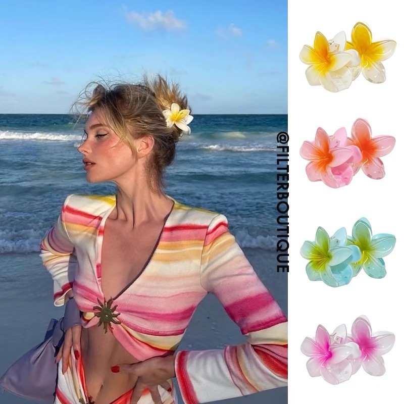 Novo Clip De Verão Havaiano Colorido Flor Acessórios Para Barrettes De Cabelo De Praia