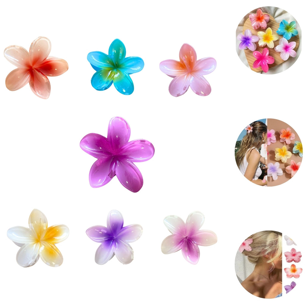 Presilha Piranha Flor Grande Para Cabelo Havaiano