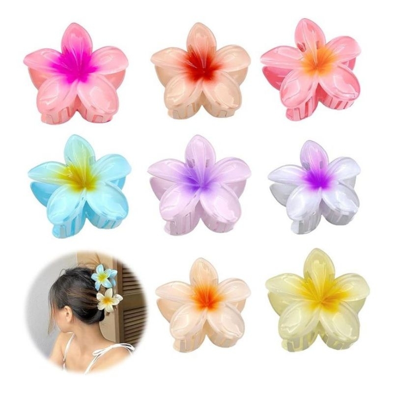 (TAM. G) PRESILHA DE FLOR HAVAIANA - PIRANHA E GRAMPO DE FLOR (CORES ALEATÓRIAS)