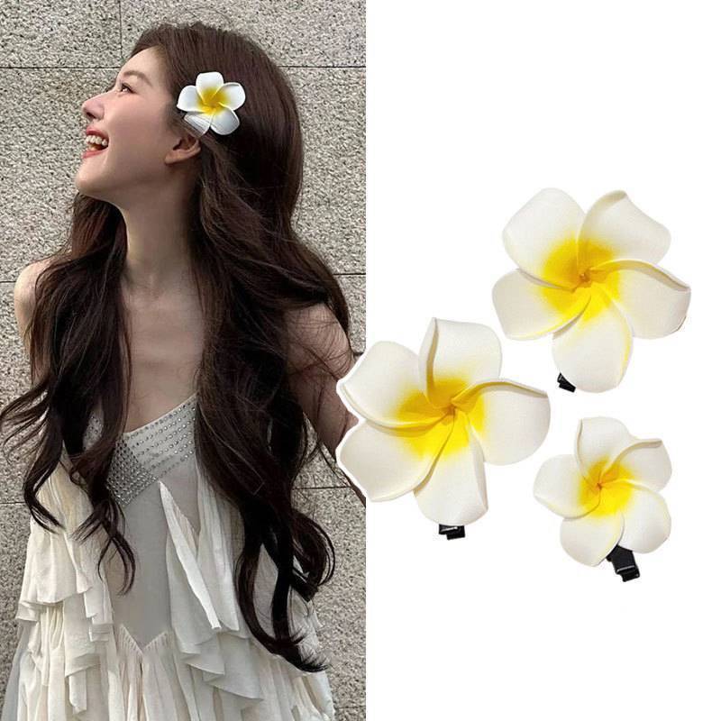 [lovego] Plumeria Flor Grampos De Cabelo Para Mulheres Meninas Ovo Doce Lado Presilhas Festa Havaiana Acessórios BR