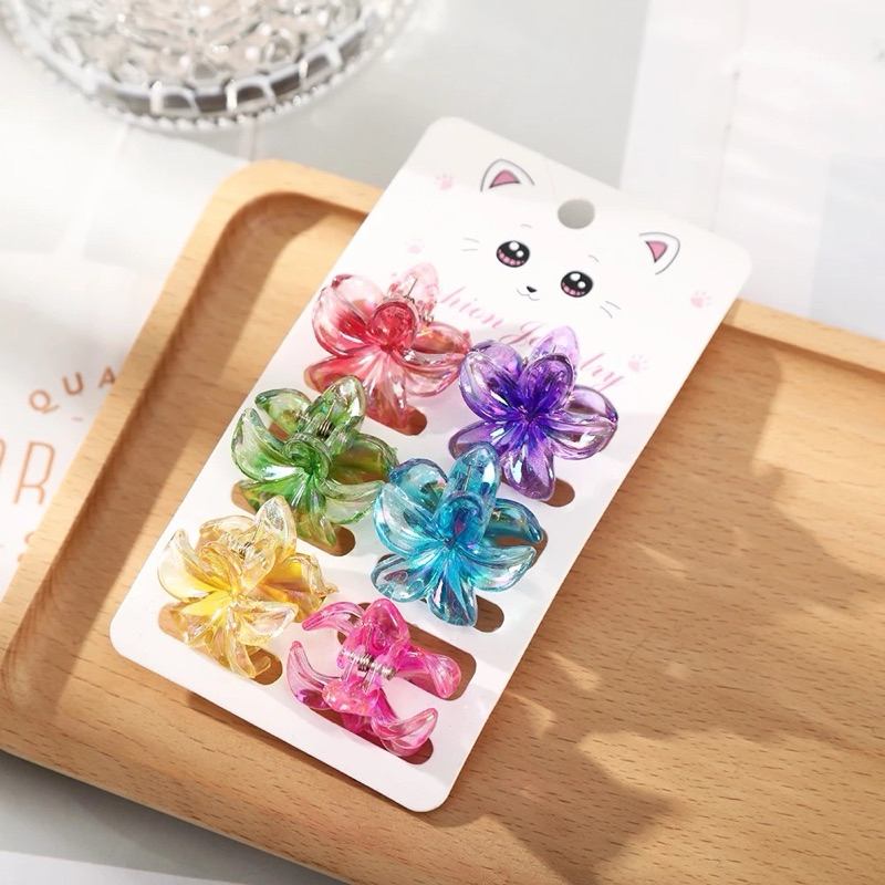 Havaiano Pequeno Clip De Cabelo Transparente Com Flor Cintilante Barrettes Beach Hairpin Acessórios