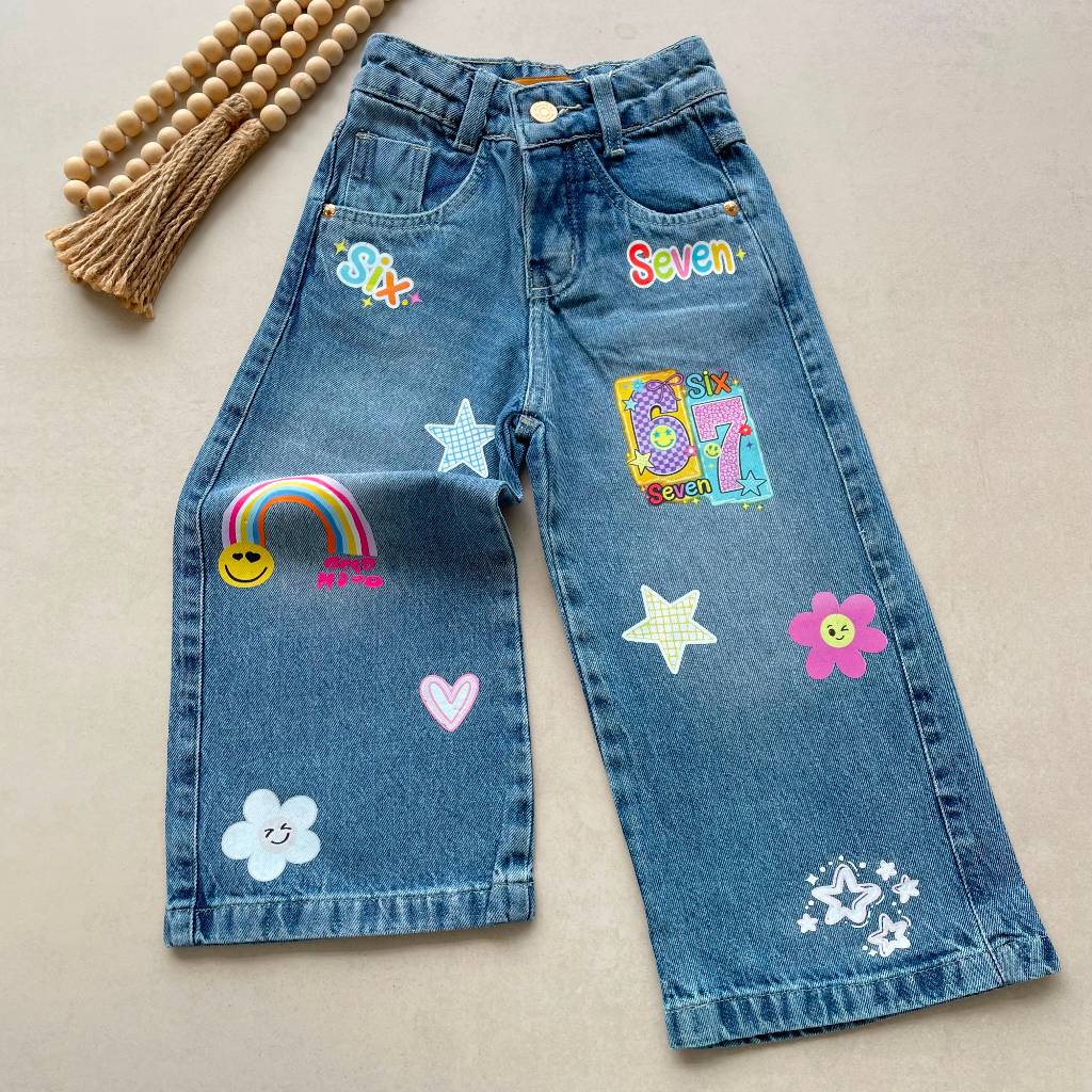 Calça Pantalona Wide Leg Infantil Six Seven Luxinho de Mini Diva 2-16 anos