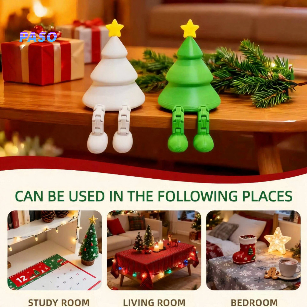 One-piece Tree Decoration Christmas Ornament Figurine with Movable Legs 3d Printed Mini Xmas for Home Office Desk Shelf