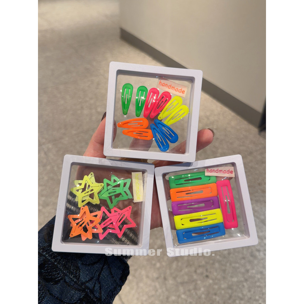 Cor fluorescente crianças BB clipe Mini tamanho pequeno meninas quebrado grampo de cabelo dopamina franja clipe doce leg