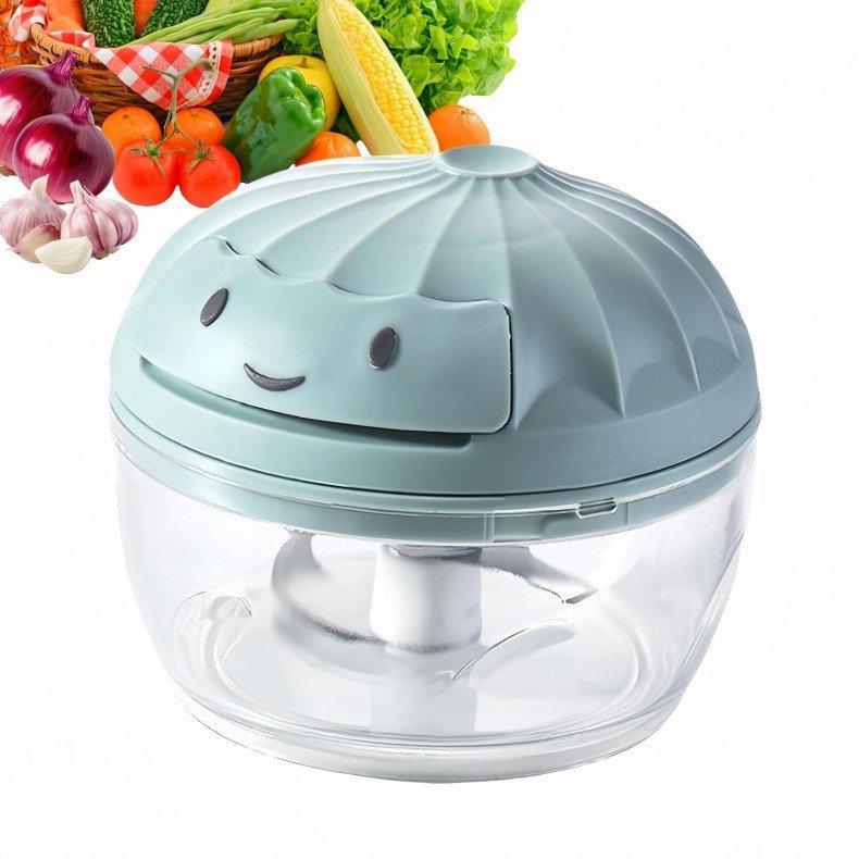 Processador Manual de Alimentos, Picador de Vegetais, Mini Picador de Alho com Corda Manual, Cortador de Cebola para Leg