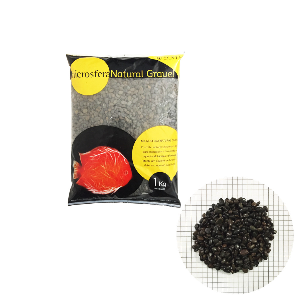 SUBSTRATO SOMA MICROSFERA NATURAL GRAVEL PEBBLE BLACK (3-5mm) - 1KG