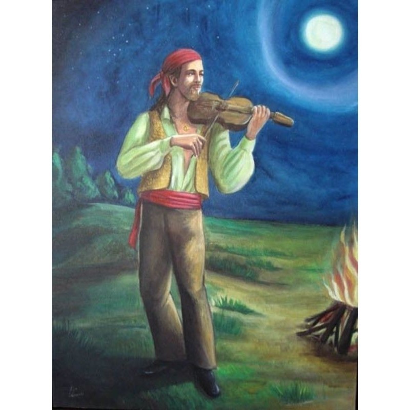 Quadro Decorativo Cigano tocando Rabeca Placa Decorativa MDF tamanho A4 28x20