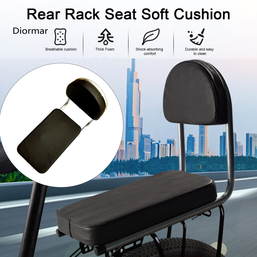 Bicycle Rear Back Seat Cushion Bike Accessories Waterproof with Backrest – Universal Soft Thick Sponge Pad Easy Instal