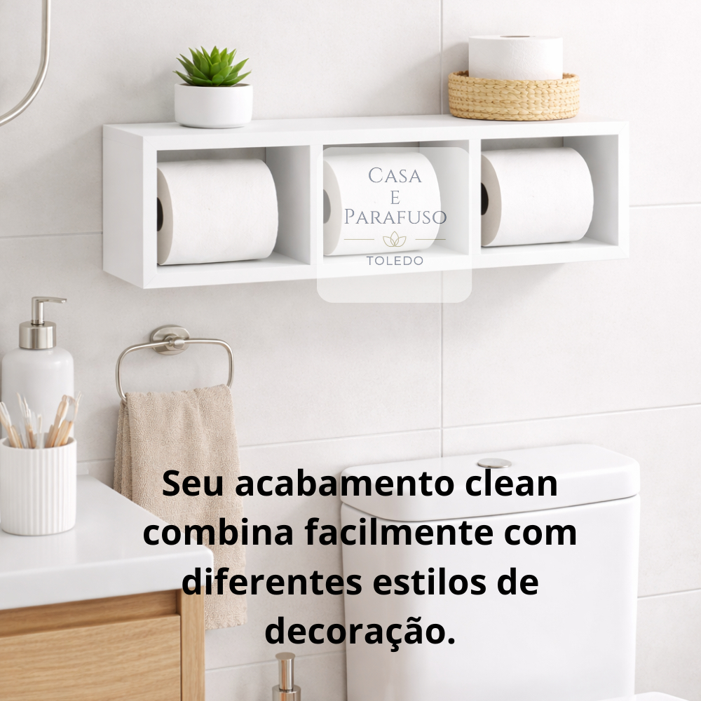 Prateleira  Nicho Banheiro 50cm de Parede com Divisórias Organizador Lavabo Cozinha 07