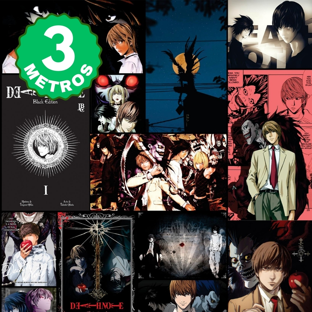 Papel de Parede Adesivo Death Note Colorido Shinigami Livro da Morte Quarto Geek Adesivo Lavável