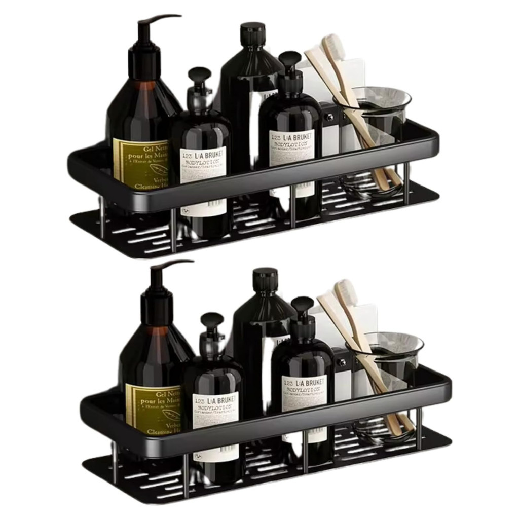 Kit 2 Portas Shampoo Prateleiras Reto Multiuso Organizador Versátil de Parede Chapa Suporta Até 10Kg