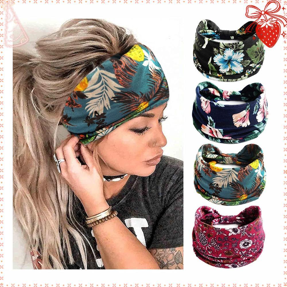 Headwrap Feminino , Faixa De Cabeça Elástica De Algodão Boêmio Extra Grande E Larga Para Treino Boho Motociclista De Dan