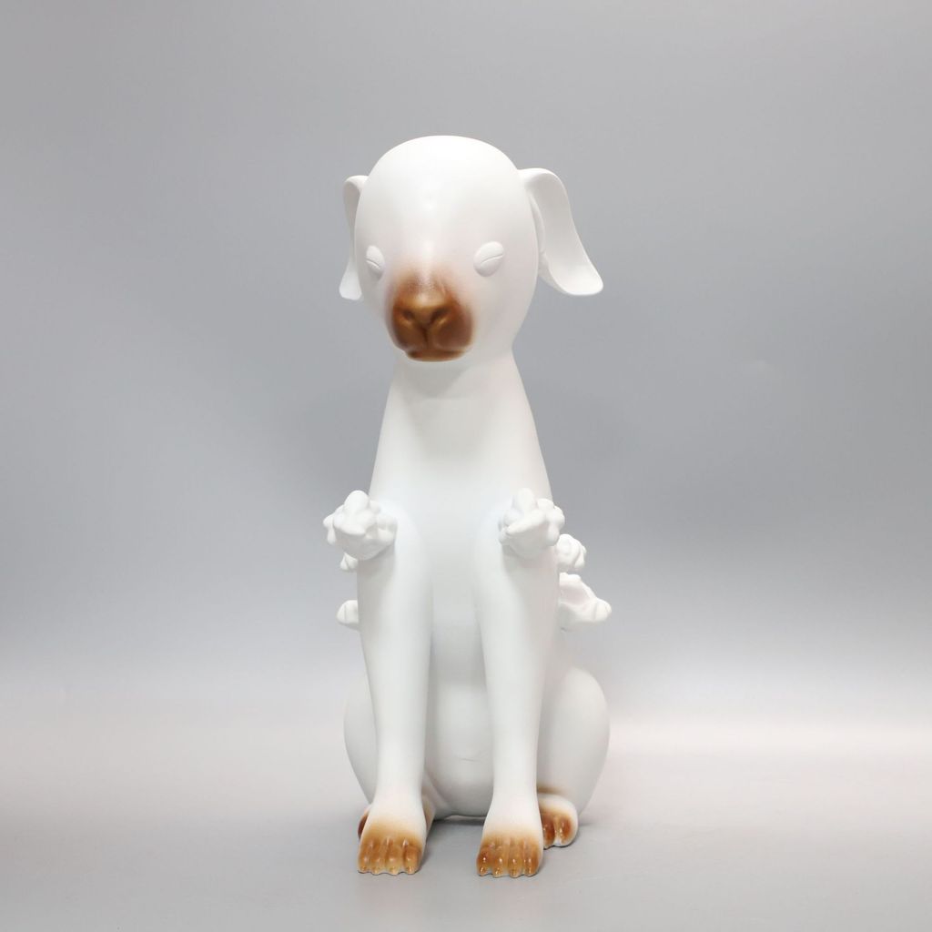 QOUS New Chinese-style creative resin white cloud sheep ornament for model homes, sales offices, bedrooms, and study roo