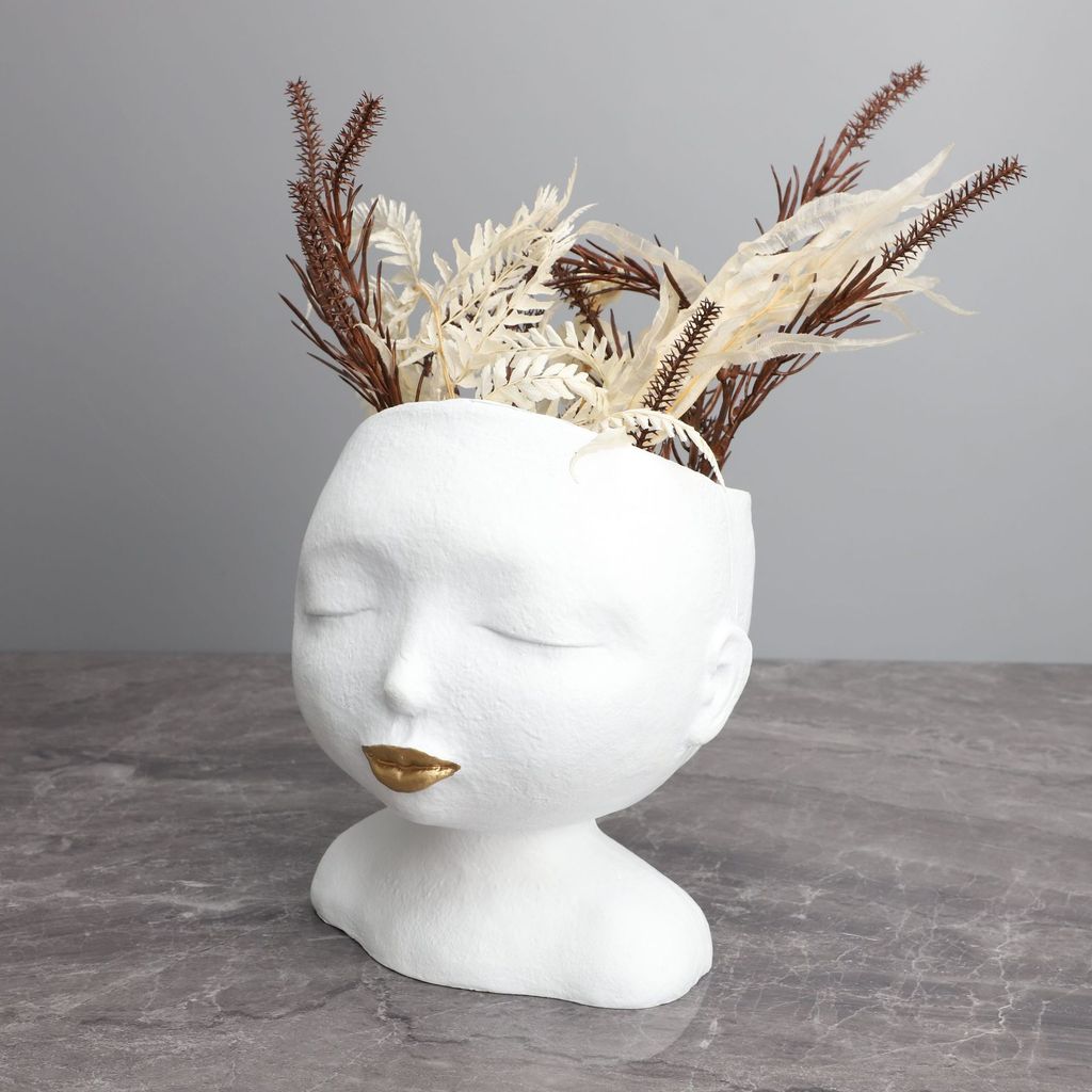 LLKT Nordic Creative Resin Bust Beauty Flower Vase Decorative Ornament for Model Homes, Living Rooms, and Coffee Tables