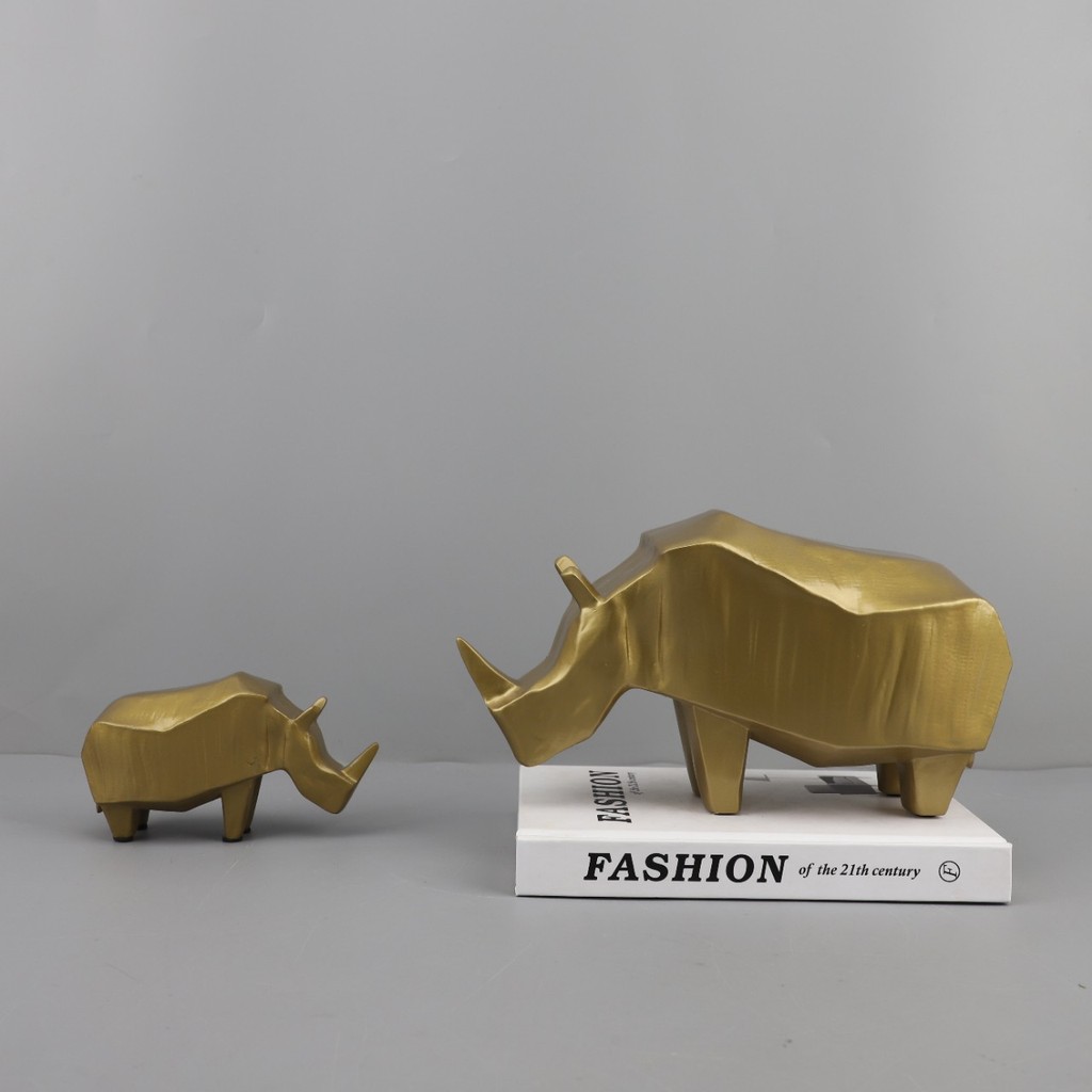EDYC Nordic Creative Resin Animal Rhinoceros Ornament for Living Room, Entryway, Study, Hotel, TV Cabinet, Model Room, H