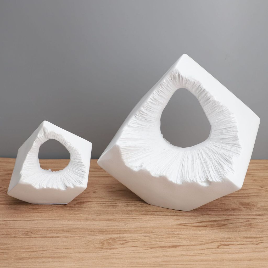 877Q Modern minimalist creative geometric white resin art ornament for model home entrance, wine cabinet, and living roo