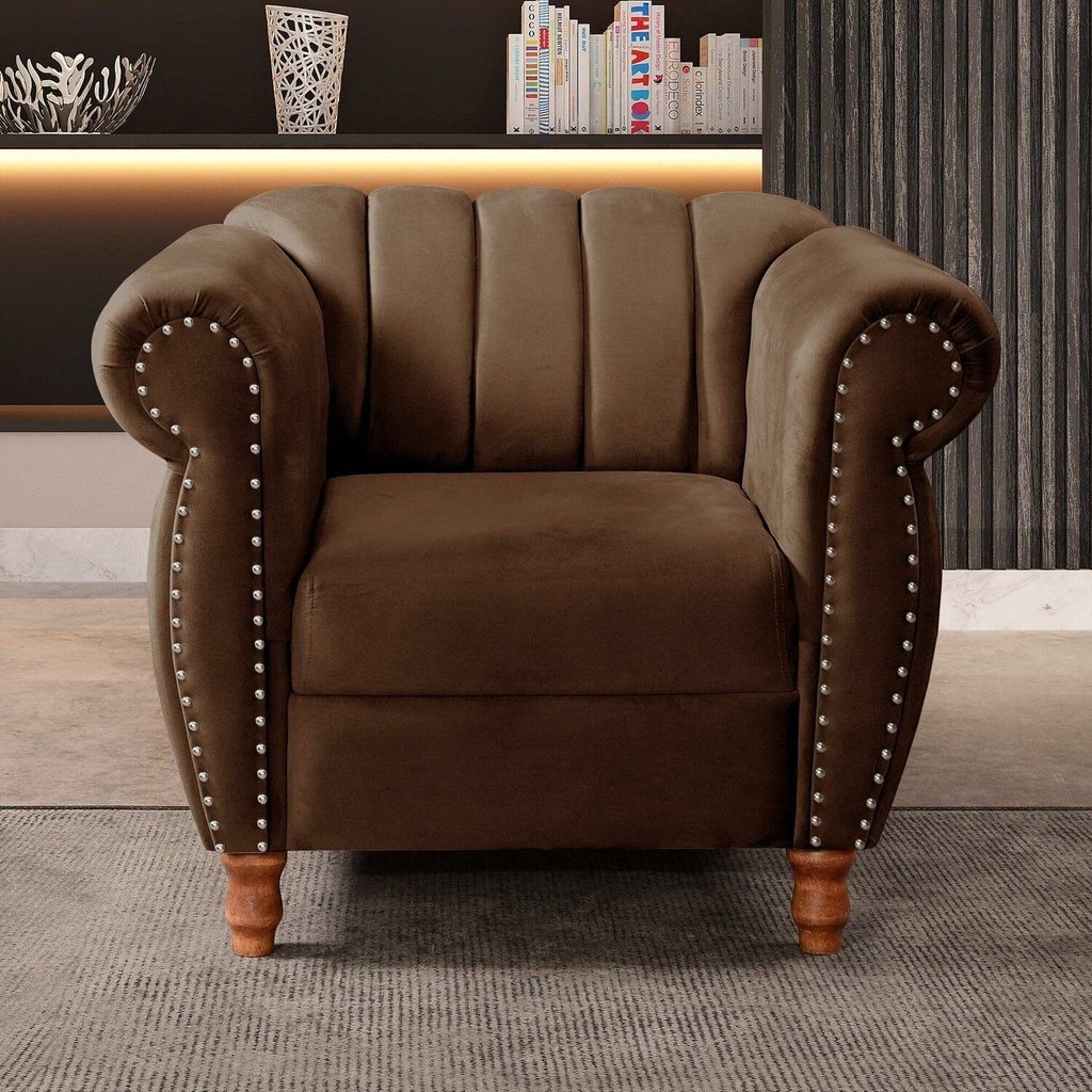 Poltrona Realeza Chesterfield Cadeira Vintage Decoração Retrô Marrom Marrom