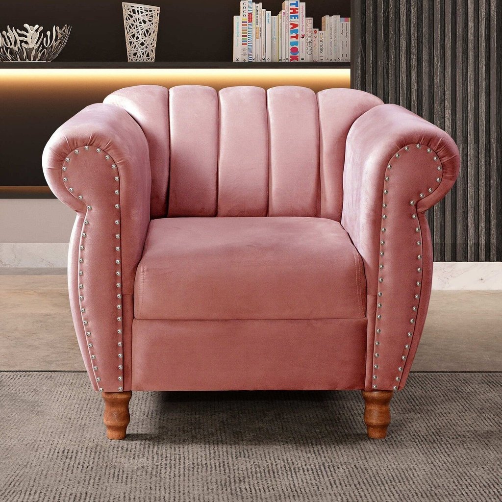 Poltrona Realeza Chesterfield Cadeira Vintage Decoração Retrô Rosa Rosa