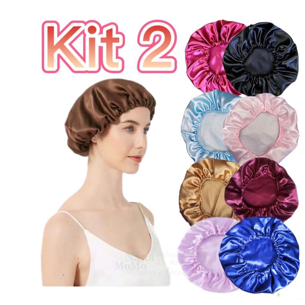 Kit 2 Touca Toca de Cetim Seda Antifrizz Anti Frizz Para Cabelos Cacheados e Todos os Tipos de Cabelos Ideal Para Dormir